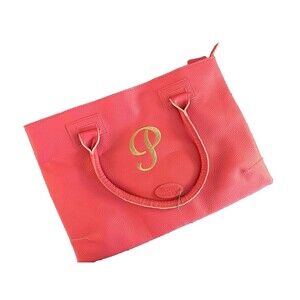"P" Monogram New MSC Tote Bag Large Coral Initial Cursive Gold P